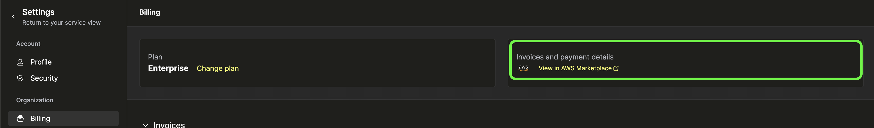 Confirm billing page