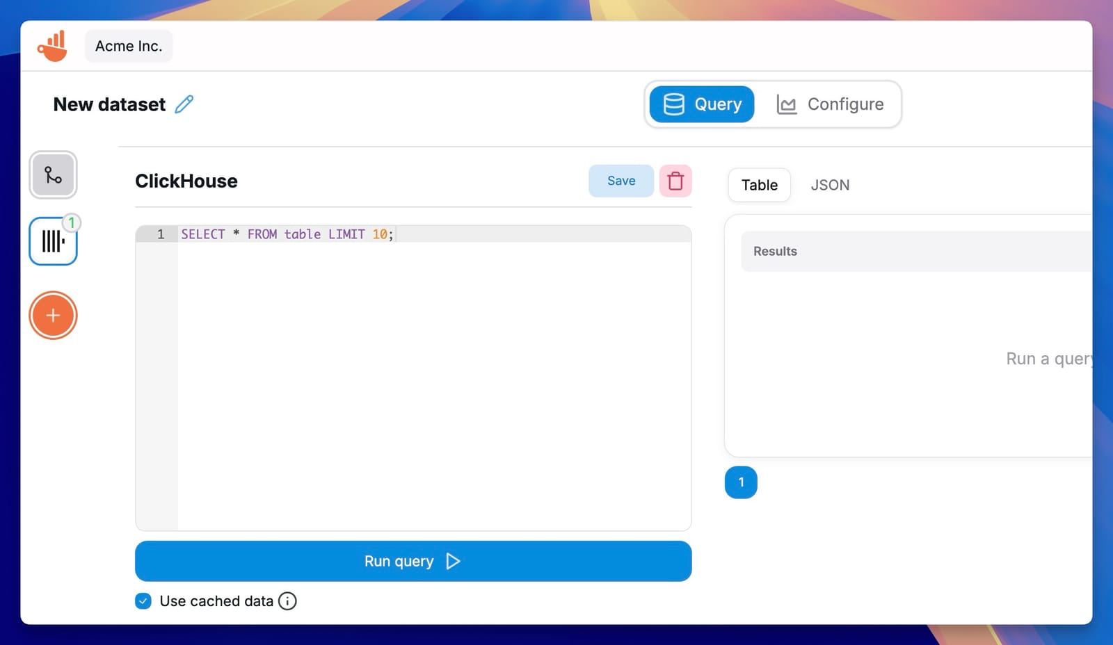 ClickHouse SQL query in Chartbrew