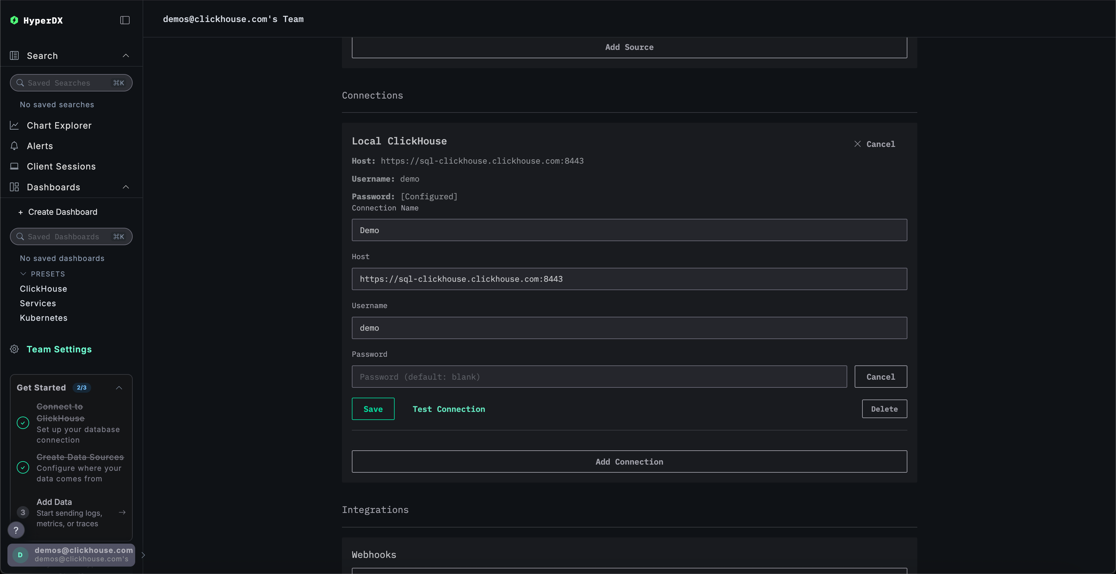 Edit Demo Connection