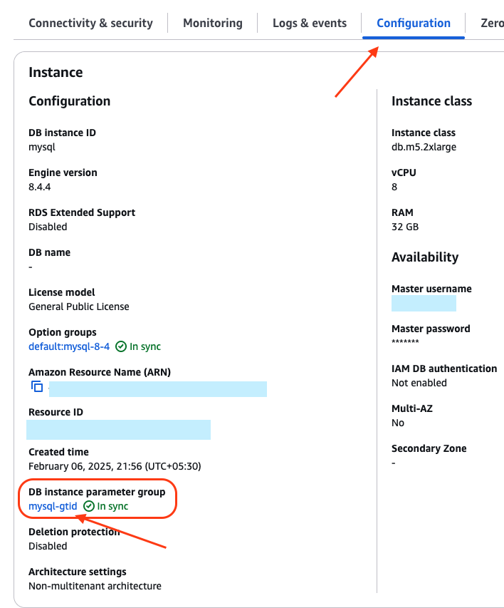 Where to find parameter group in RDS